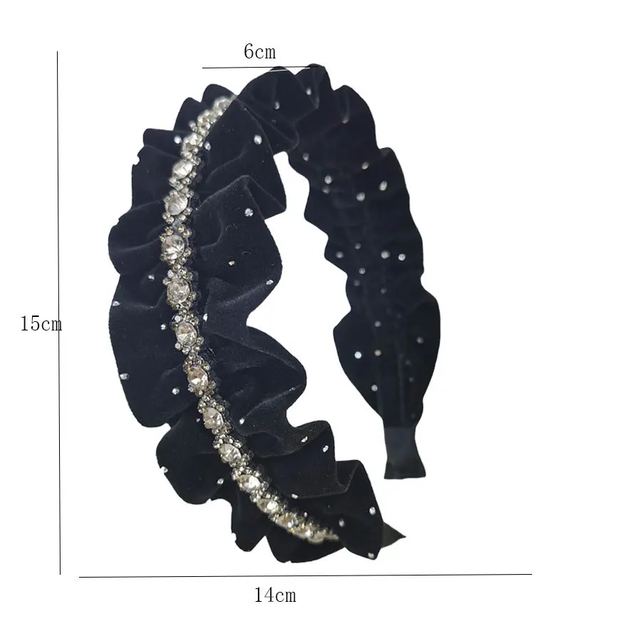 French Elegant Rhinestone Pleated Gold Velvet Headband with A High-end Feel and Temperament Water Drill Headband image 6