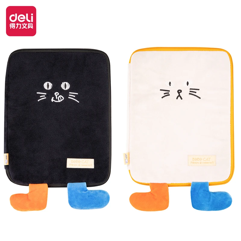 2Pcs Deli BA141 Kawaii Cat Fabric Storage Bag Supplies School Office Stationery Gift