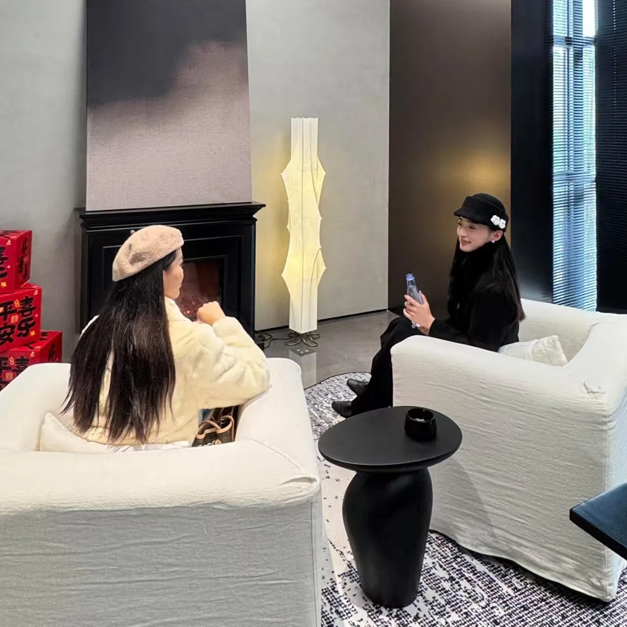 Living Room Eternal Pillar Floor Lamp Sofa Side Lamp Cream Wind Decoration Light Luxury Ins Room Bedroom Atmosphere Lamp