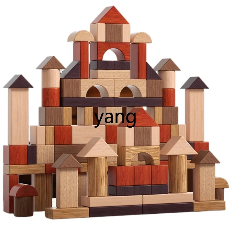 

L'm'm100 Wood Unpainted Building Blocks Solid Wood Baby Children Assembled Educational Toys