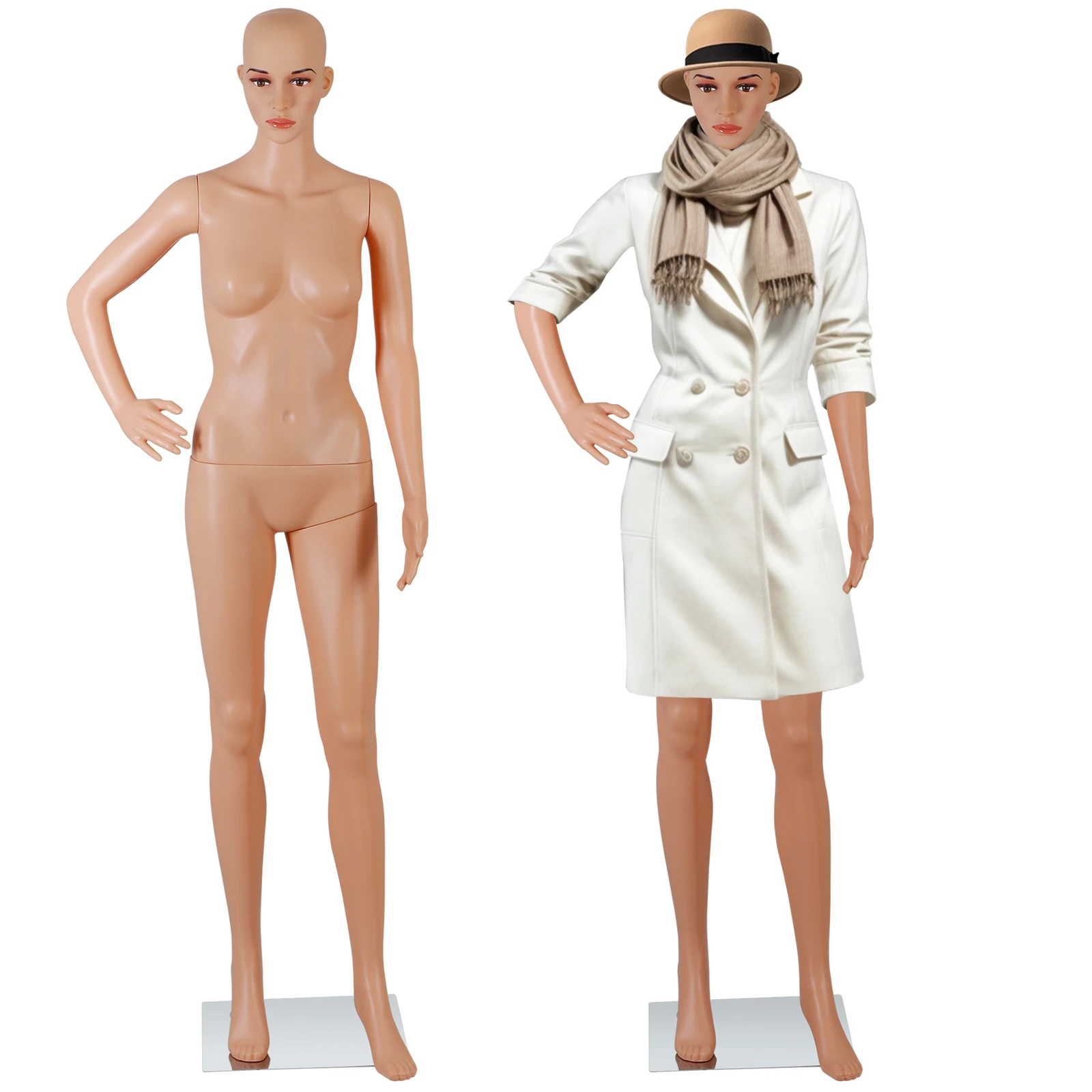 

Female Full Body Realistic Mannequin Display Head Turns Dress Form w/Base 69 in