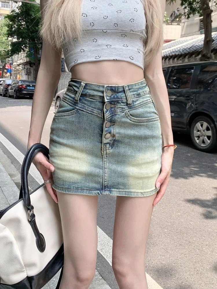 

Shorts Women American Retro Streetwear Summer Vintage Denim Chic High Waist Aesthetic Slim Fashion Cozy Faldas Harajuku A-line