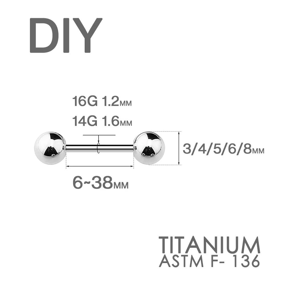 ASTM F136 Titanium Threaded Barbell for Body Piercing