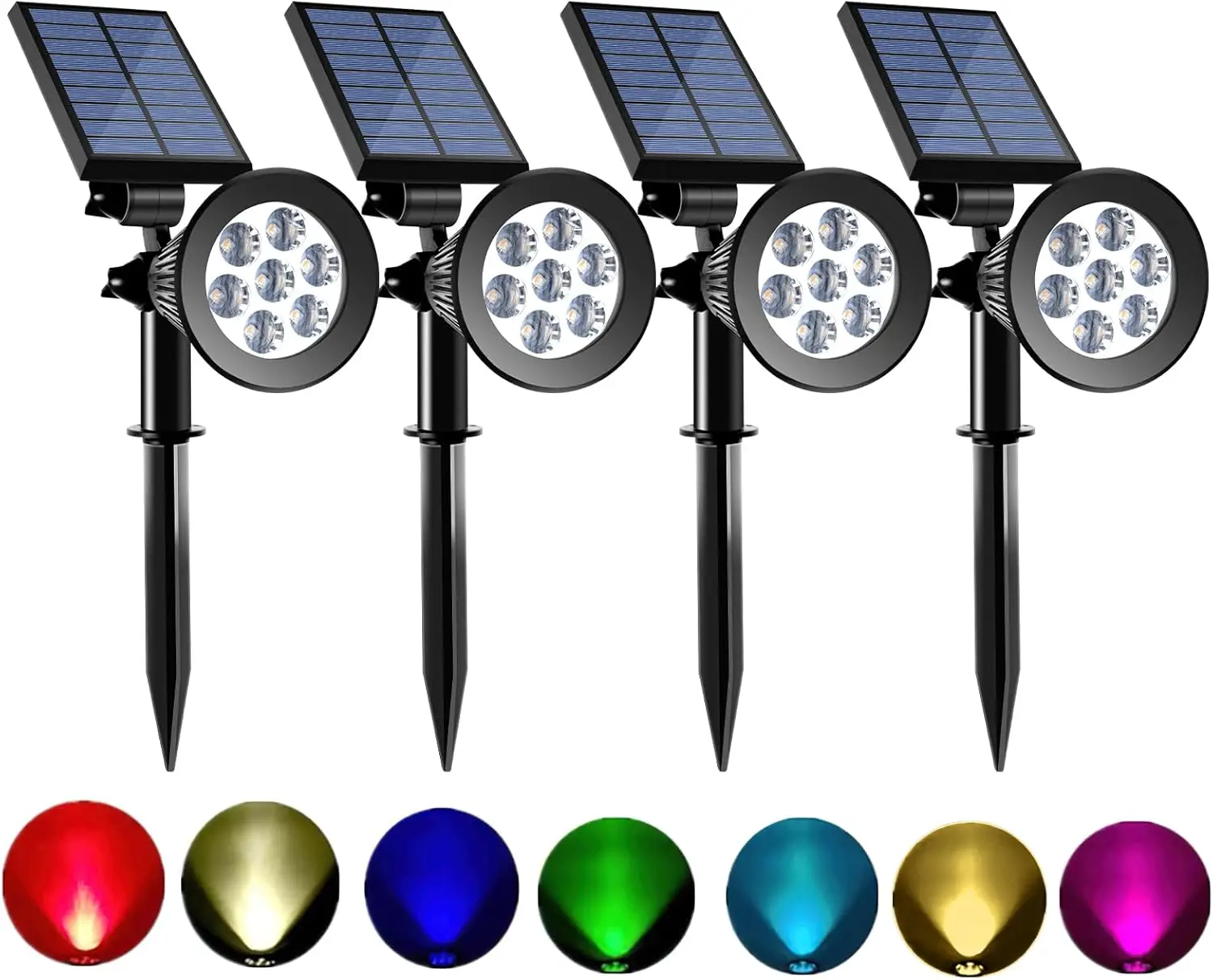 

Solar Spot Lights Outdoor, 8 Modes Color Changing Waterproof Landscape Lighting for Garden Patio Yard Pool, 4 Pack
