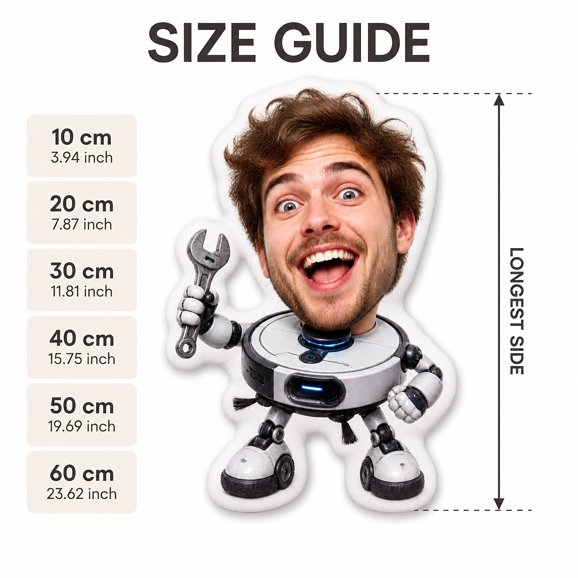 1pc [2D Flat] Custom Double-Sided Printed Novelty Shaped Throw Pillow, Funny Robot Mechanic Design Cushion for Playful Home Deco