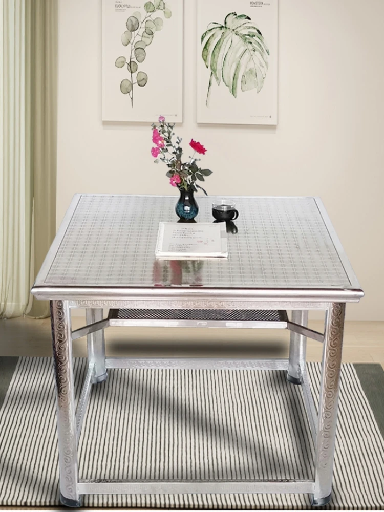 The stainless steel grill table is foldable