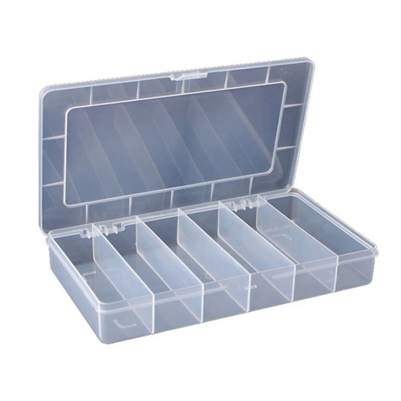 6 Grid Rectangular Storage Box PP Plastic Transparent Box Lure Fishing Gear Classification Small Hardware Tools Arrangement