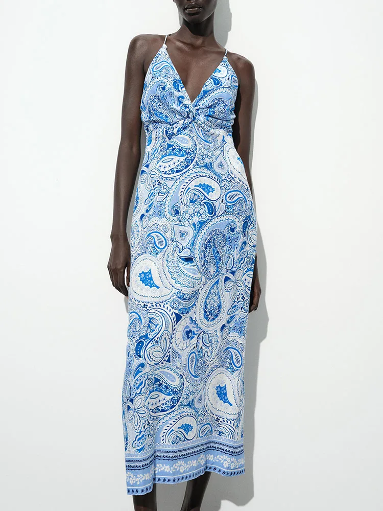 Abnehmen Faionable Gedruckt Midi Dr Neue Sommer 2025, Damenbekleidung mit Schleifendekoration Ele Personali Dr