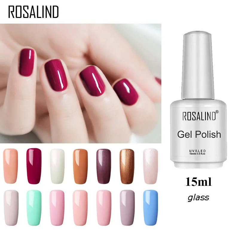 Rosalind 15ml Glasflasche einweichen reine/Neon farben Gel politur semi permanent für Nail Art Design LED/UV-Lampe Basis Dec klack