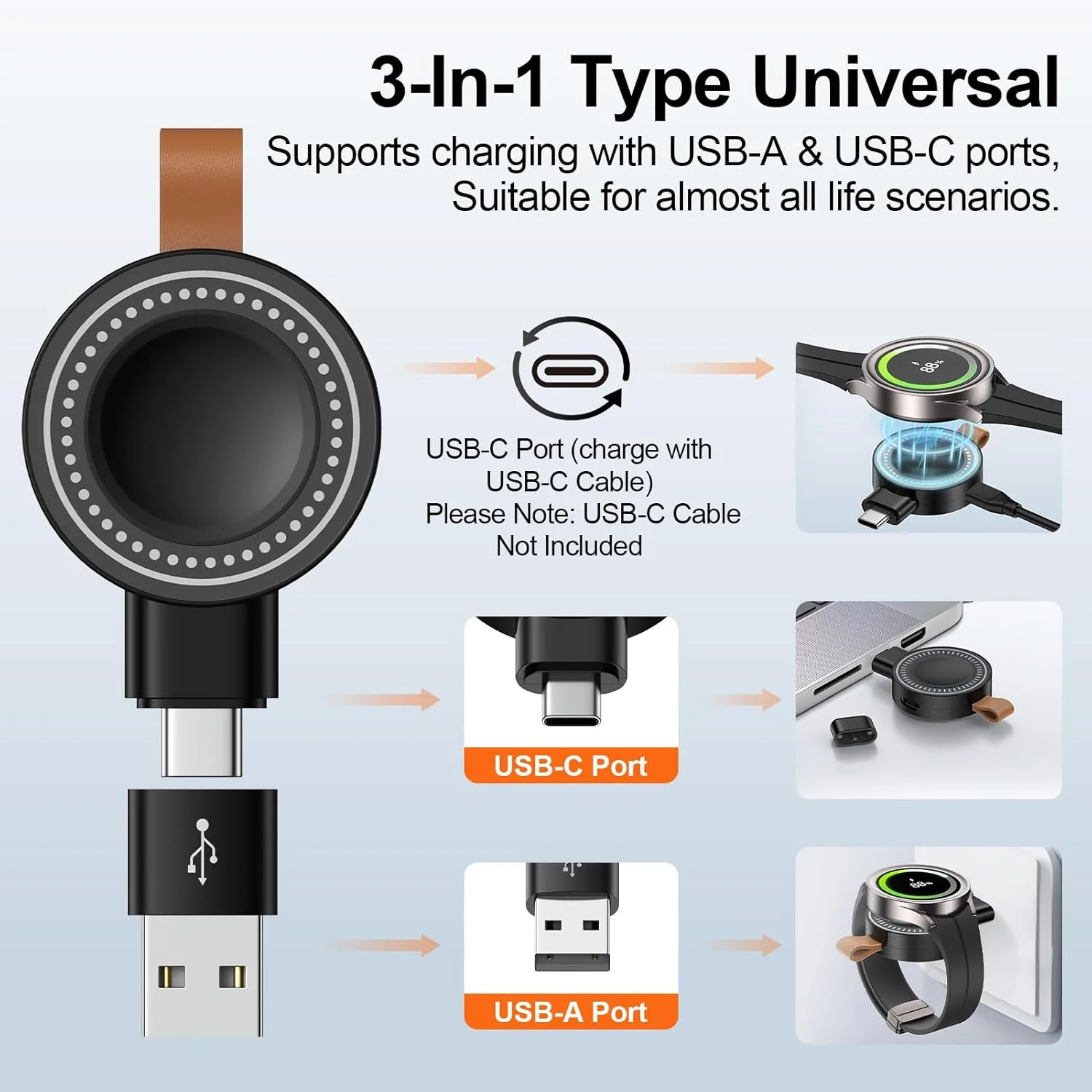 

Portable Galaxy Watch 8 7 6 5 Charger USB Wireless Charger Keychain for Samsung Galaxy Watch 8 7 Ultra 6 Classic 5 Pro 4 Classic
