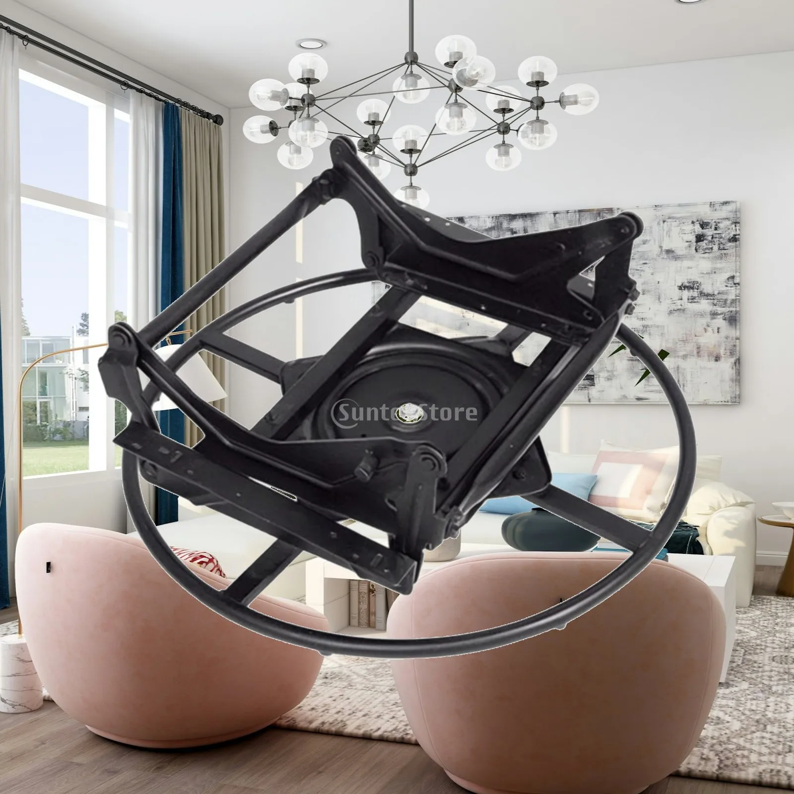 Sofa Swivel Circular Base Durable Chair Base with Swivel Bottom Mechanism 360-Degree Rotating Tray Hardware Low-Profile