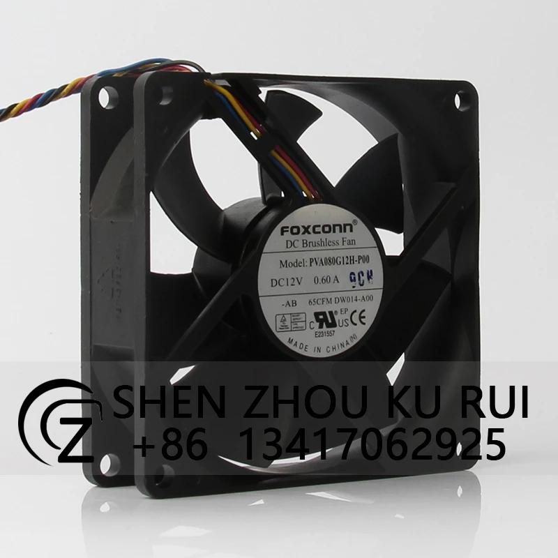 PVA080G12H Case Cooling Fan DC12V 0.60A EC AC 80X80X25mm 8CM 8025 4-wire Axial Flow Centrifugal Ventilation Exhaust Ducted