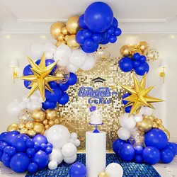 146pcs blue, white, gold latex balloon arch set for birthdays, weddings, gender reveal, bachelorette party, family reunion