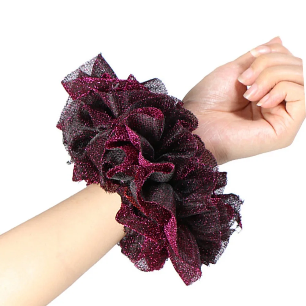 Headwear Oversize Scrunchies Fabric Art Elastic Elastic Shiny Velvet Fabric Hair Ring Golden Velvet Elastic Rubber Bands Hair