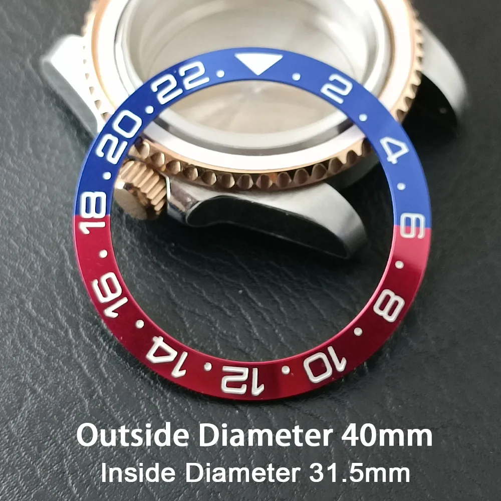 Schräge 40 mm * 31,5 mm grüne/schwarze/rote/blaue Keramik-Lünetteneinlage für Uhren, zum Ersetzen des Zifferblatts, Uhrenlünetteneinlagen