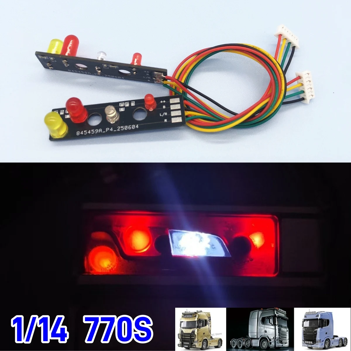 Luz trasera de camión de juguete 770S RC, luces traseras de 5V para Tamiya SCANIA 770S 4x2 6x4 8x4 RC 1/14, piezas de semirremolque de remolque de camión Tactor