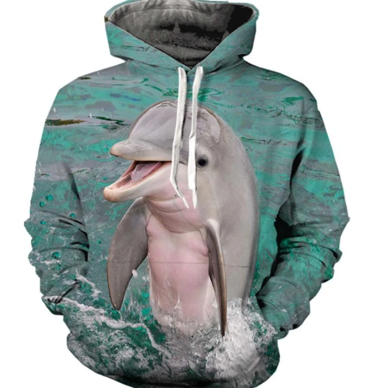 New Cute Dolphin 3D Animal Printed Hoodie Personality Men's/Women's Casual Long Sleeve Sweatshirt Autumn Men Fashion Hoodies