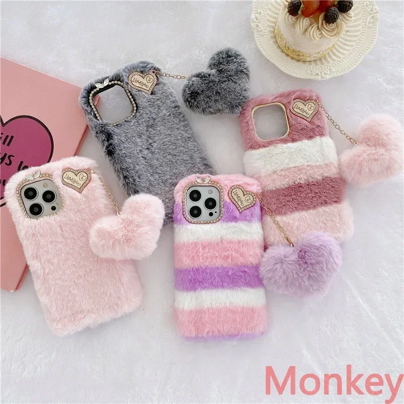 Lady Gift Case For Oneplus 10 9 8 7 Pro 6 5 3 Nord N10 N20 OnePlus 9R 8T 7T 6T 5T 3T Furry Fluffy Warm Cover Soft Fur Phone Case