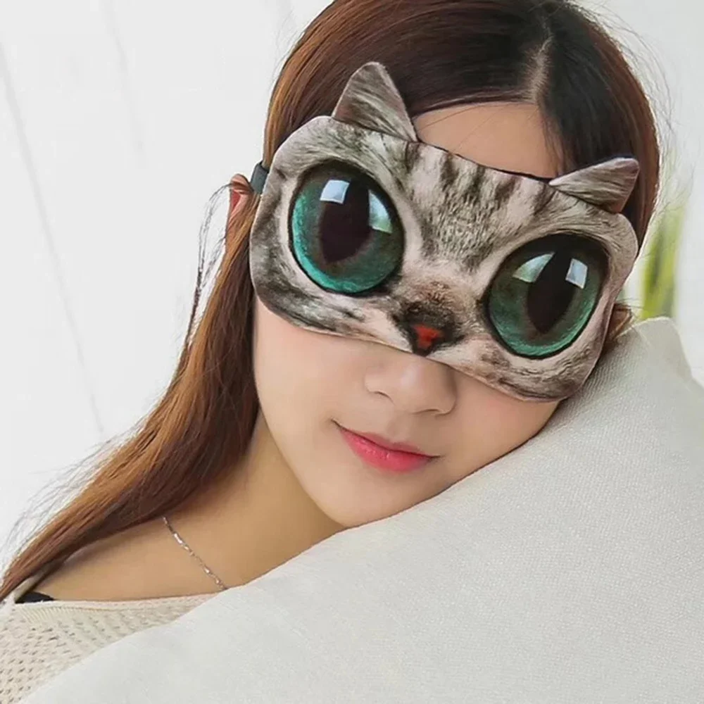 Cute Cat Dog Sleep Mask Eyeshade Cover Eye Mask Natural Sleeping Soft Blindfold Eyepatch Sleep Eyeshade Eye Cover 1pcs