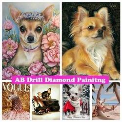 Chihuahua Pet Dog 5D DIY AB Drills Diamond Painting Embroidery Animal Cross Stitch Art Rhinestone Mosaic Home Decor Prezenty dla dzieci