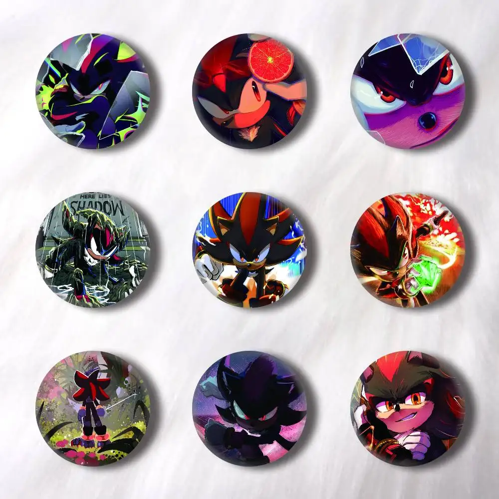 Game Shadow the Hedgehog Cartoon Pins Badges Round Laser Badge Brooch Clothes Backpack Accessories