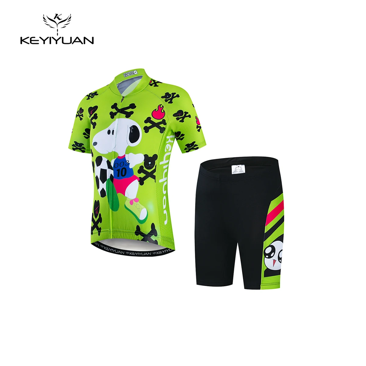 KEYIYUAN Child Cycling Jersey Suit Kid Summer Short Sleeve Mountain Bike Clothes Boy Girl Bicycle Clothing Little Cute MTB Serve