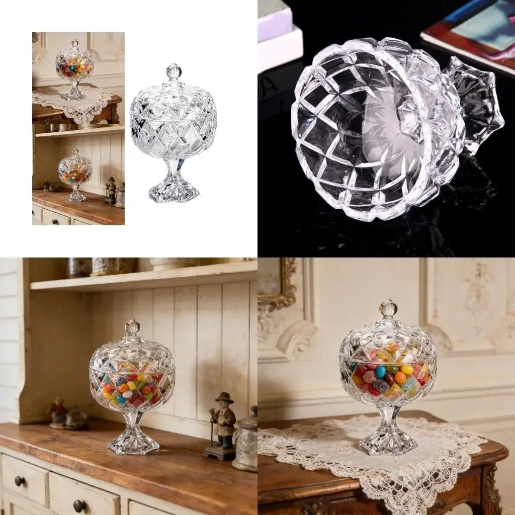 Glass Jar With Lid,Candy Dish,Candy Cookie Jars,Jewelry Box,Biscuit Containers Y5GB