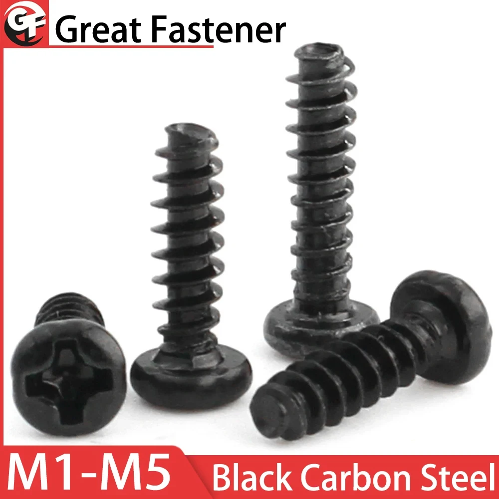 

20-200pcs Carbon Steel M1 M1.2 M1.4 M1.7 M2 M2.3 M2.6 M3 M3.5 M4 M5 Mini Phillips Cross Recessed Pan Head Self-tapping Screw