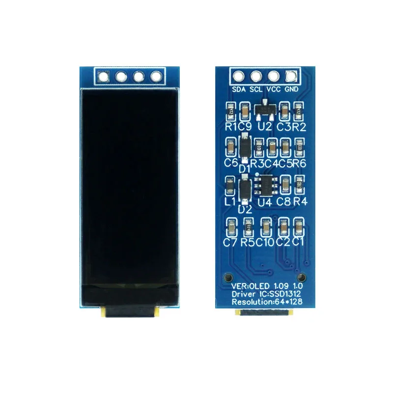 Modulo display OLED bianco da 1,09 pollici 128x64 Driver SSD1312 Interfaccia I2C a 4 pin Basso consumo energetico Ampio angolo di visione