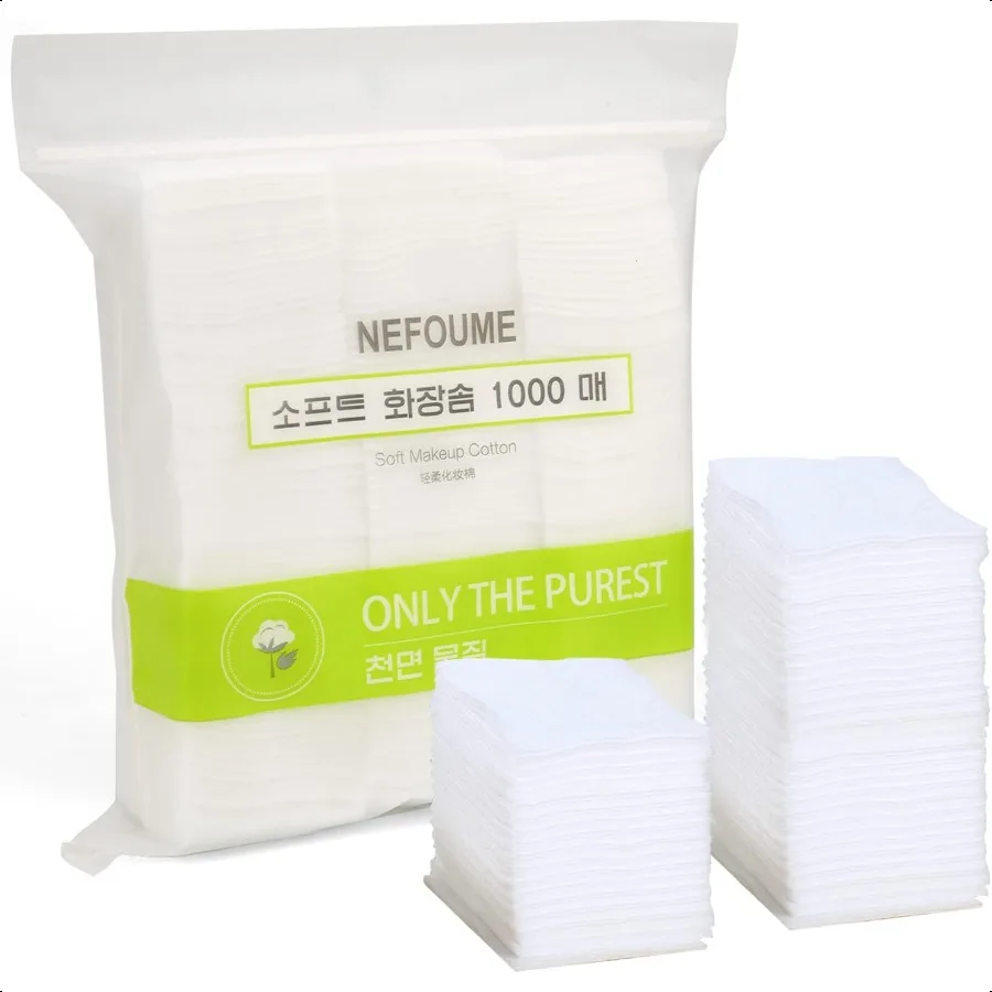 1000 قطعة ماكياج رقيقة الوجه وسادات قطنية مربع مزيل ماكياج وسادات قطنية الوجه العين الشفاه مزيل طلاء الأظافر غير المنسوجة Co