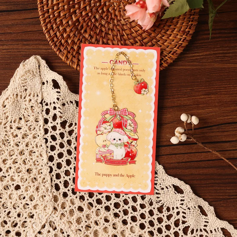 Cute Strawberry Bear Bunny Brass Bookmark with Pendant Chain – Kawaii Animal Metal Book Marker Stationery Gift for Kids Girls view 5