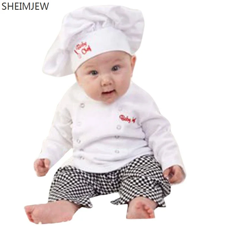 

Carnival Cosplay Outfits Baby Boy Girl Carnival Cook Chef Long Sleeve Little Chef 3 Piece T-shirt Pants Hat Photography Costume