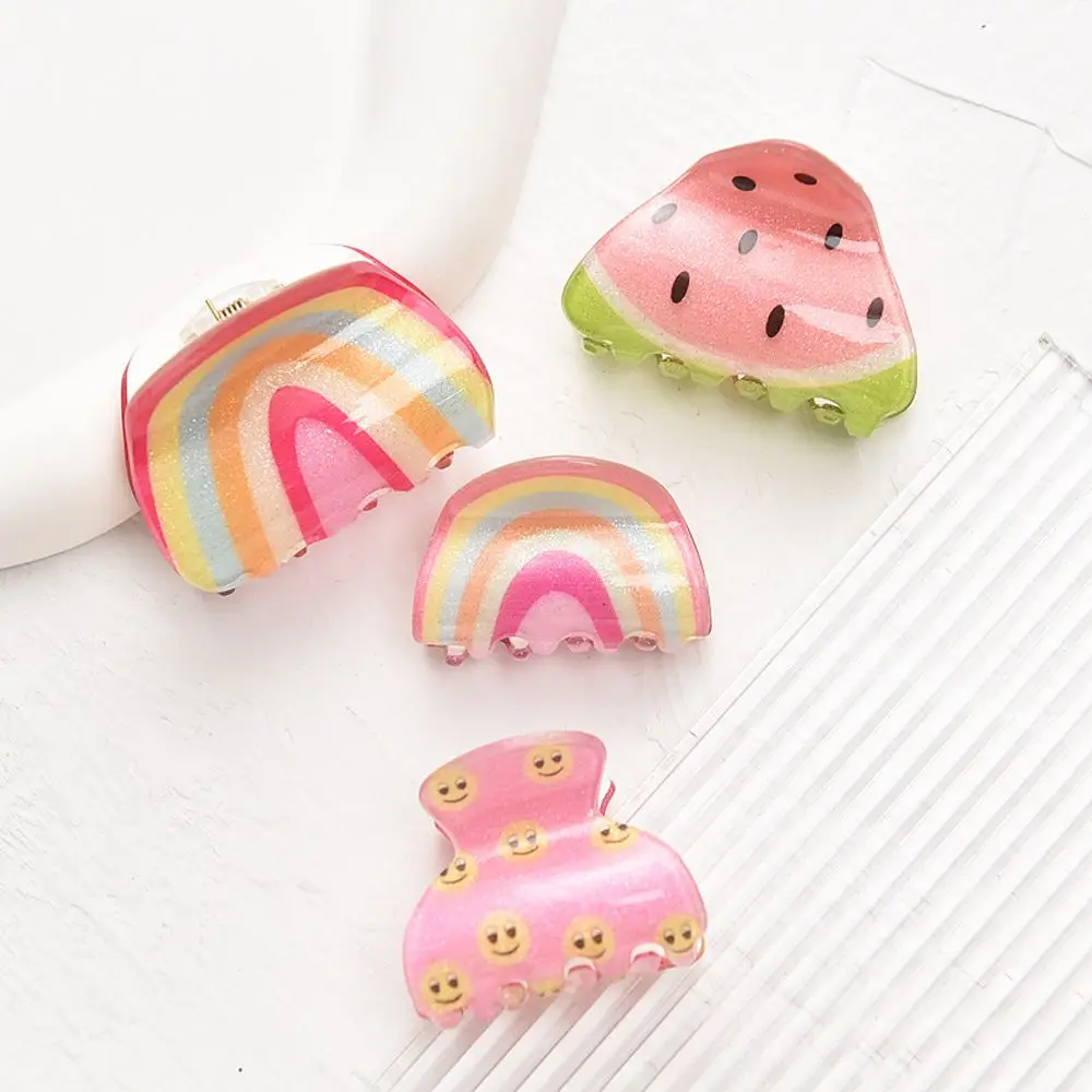 Girls Retro Acrylic Lemon Watermelon Daisy Women Hair Accessories Korean Style Hair Clip Fruit Hair Claw Rainbow Barrettes