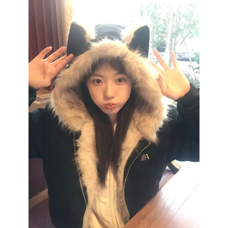 Sweet Cool Winter New Popular Thick Cotton Jacket Short Women's Korean Edition Loose Casual Coat Cute Advanced Ins