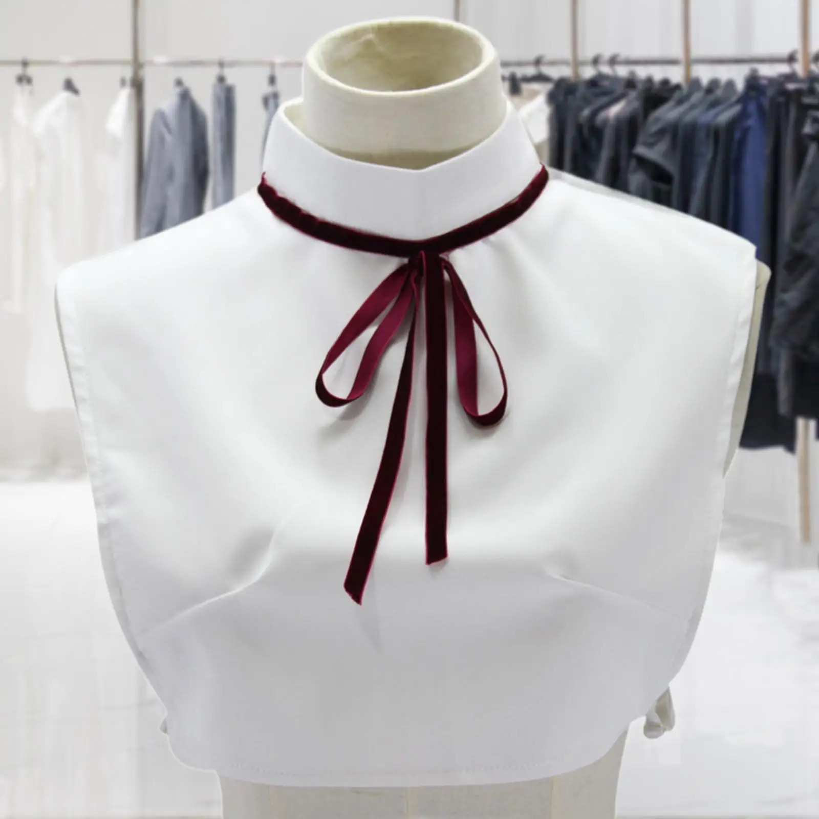 

Ribbon Bow Tie High Collar Trendy Fake Collar for Blouses Sweaters Sweater Trips