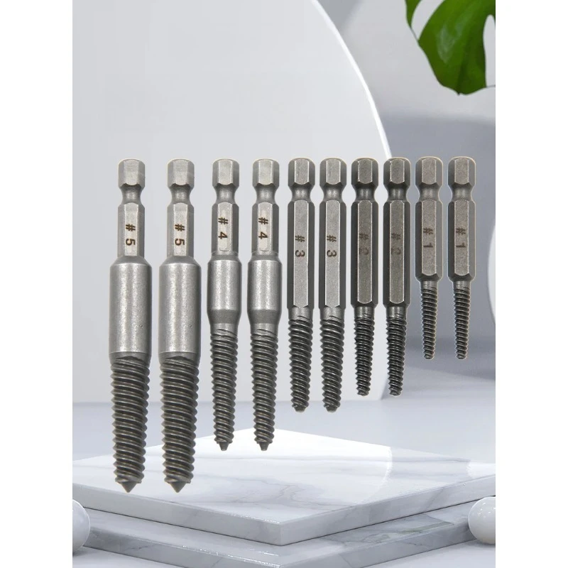 10Pcs Hex Shank Broken Head Screw Extractor Tool Set Damaged Bolt Remover Bits for Electric Drill Repair Disassembly