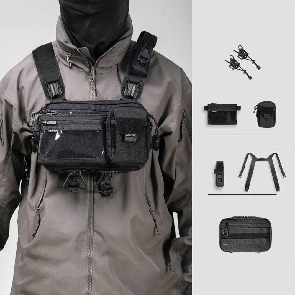 

Tactical Chest Bag Airsoft Multifunctional Single Double Shoulder Waist Pouch Molle Accessory Expansion Pack for Camping Hiking