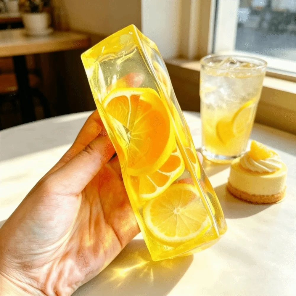 Reduce Pressure Transparency Fruit Ice Cube Squishy Realistic Non Rebound Fruit Squishy TPR Super Soft Fruit Jelly Stick