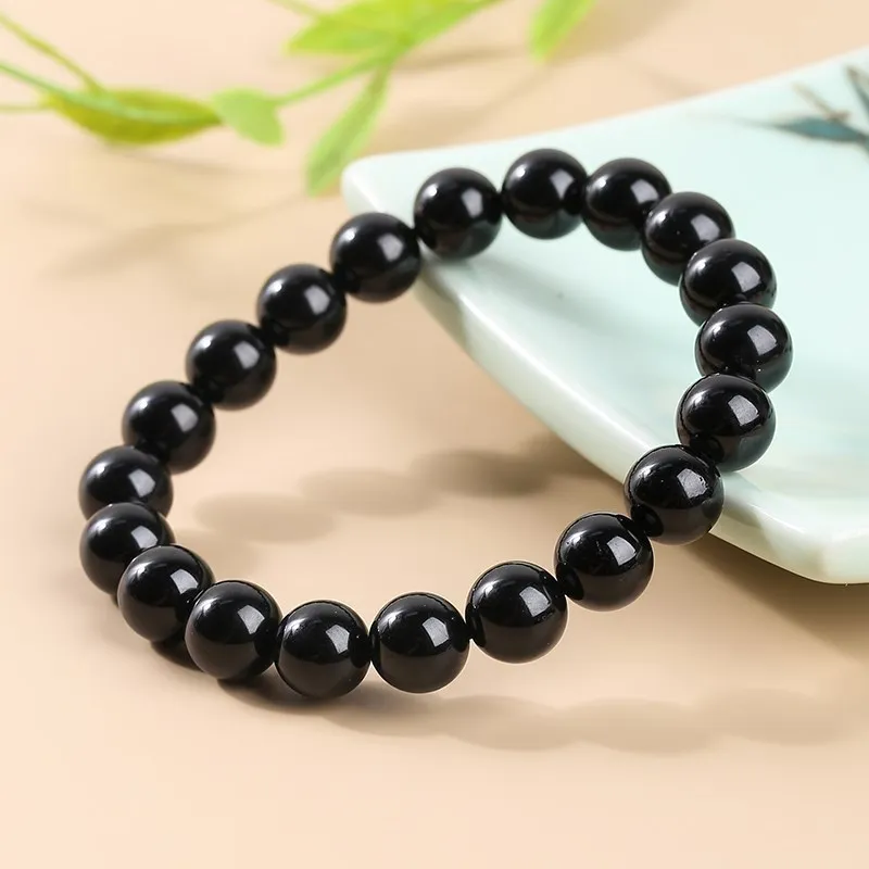 JD Natural Stone 7A Black Tourmaline Bead Bracelets Women Healing Crystals Chakra Yoga Meditation Jewelry Schorl Strand Bangles view 3