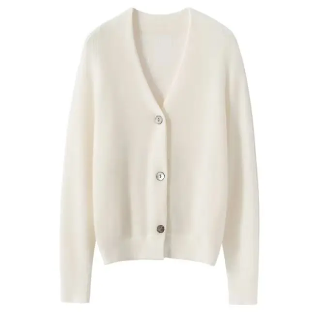 100% cashmere light wind V-neck cashmere cardigan women's long-sleeved gold and silver silk sweater Joker commuter coat