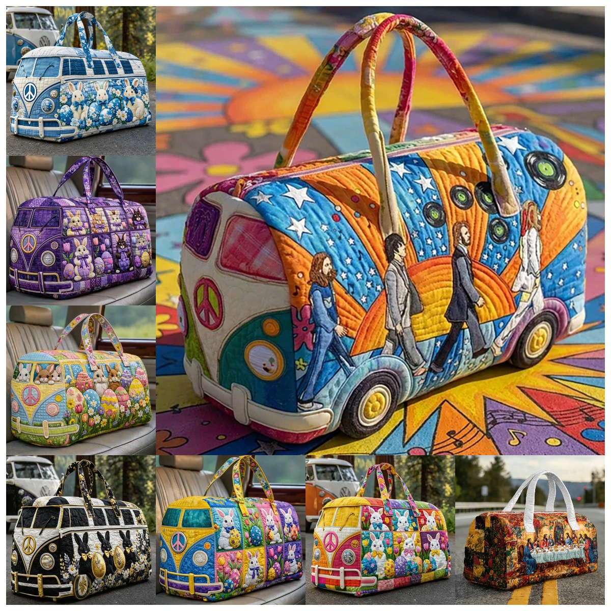 2026 Easter Festival Native American Teepee Cityscape Quilted Duffle Bag Outdoor Road Trips Travel Tote Women Men Weekender Bag