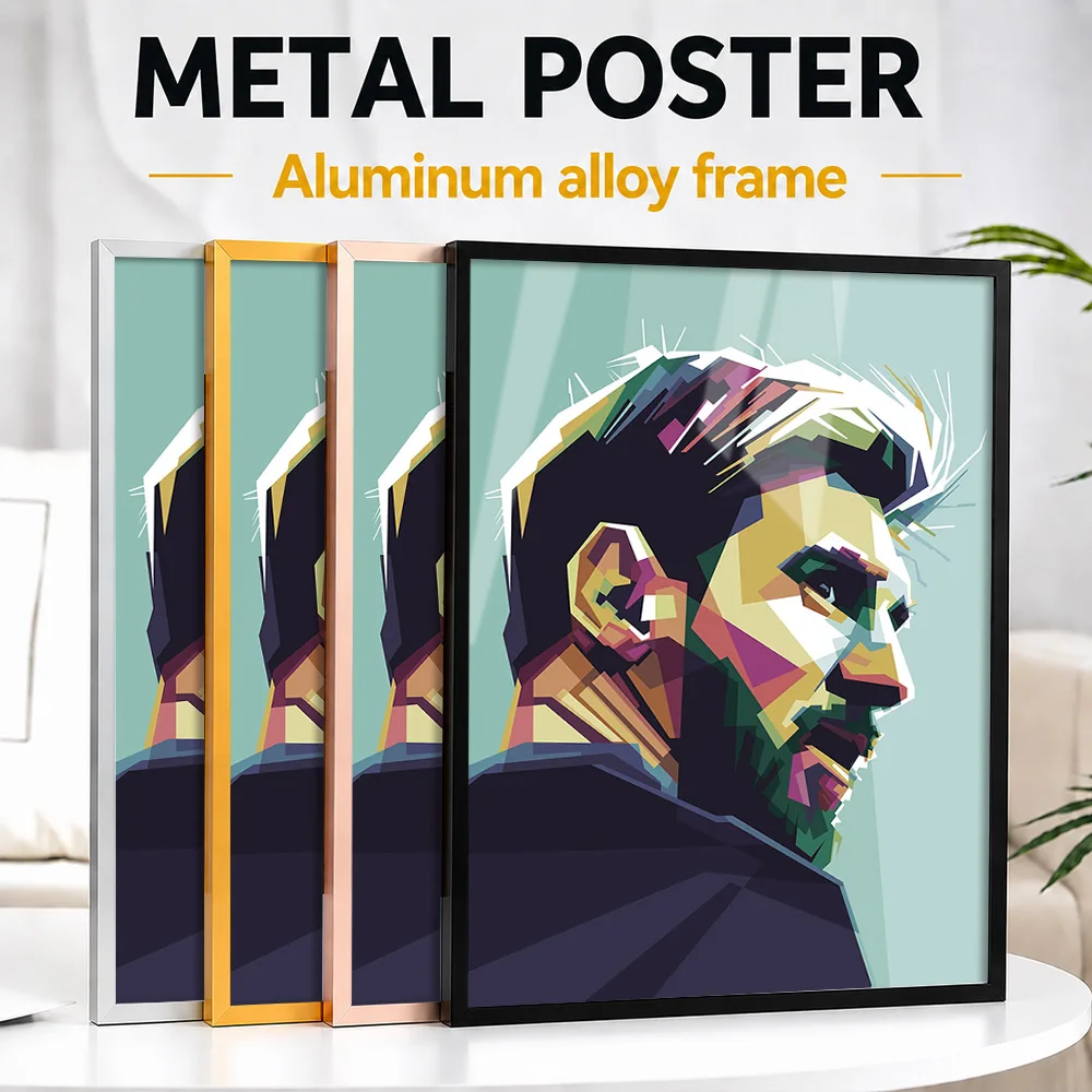 Lionel Messi Colorful Football Portrait Framed Metal Print Personalized Victory Tribute Wall Art For Athletes Decorating Gym