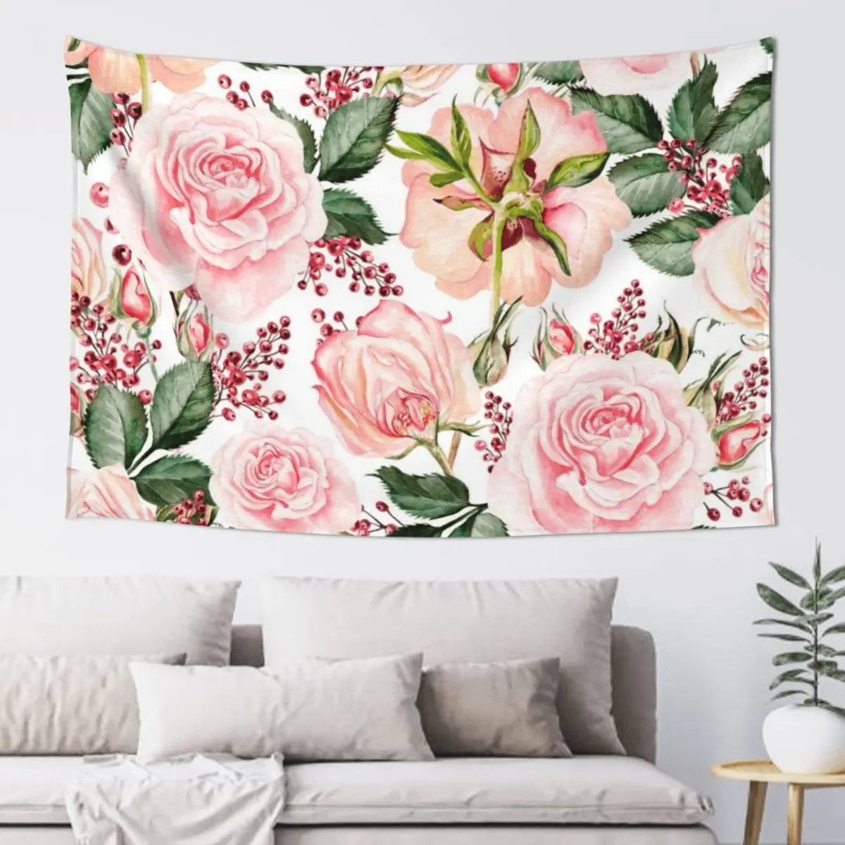 

Romantic Watercolor Flower Pattern Tapestry Wall Hanging Decor Decoration Aesthetic Tapestry