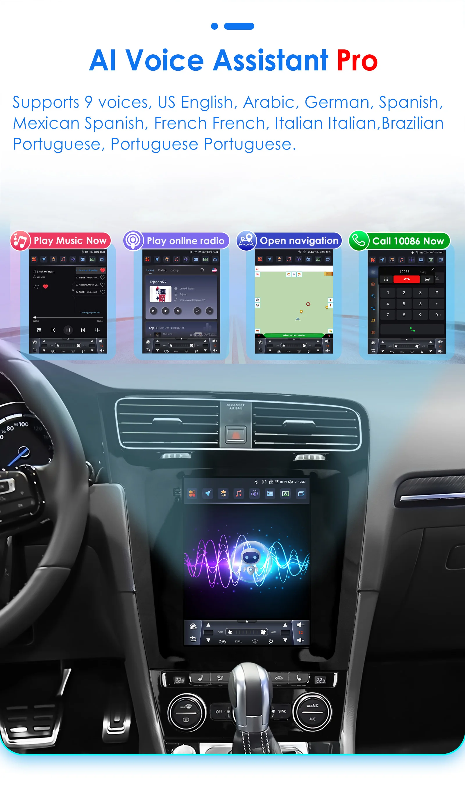Hizpo Android 13 Wireless Carplay Auto Car Multimedia Player for VW Volkswagen Golf 7 2014-2018 for Tesla Style Screen 9.7" Wifi