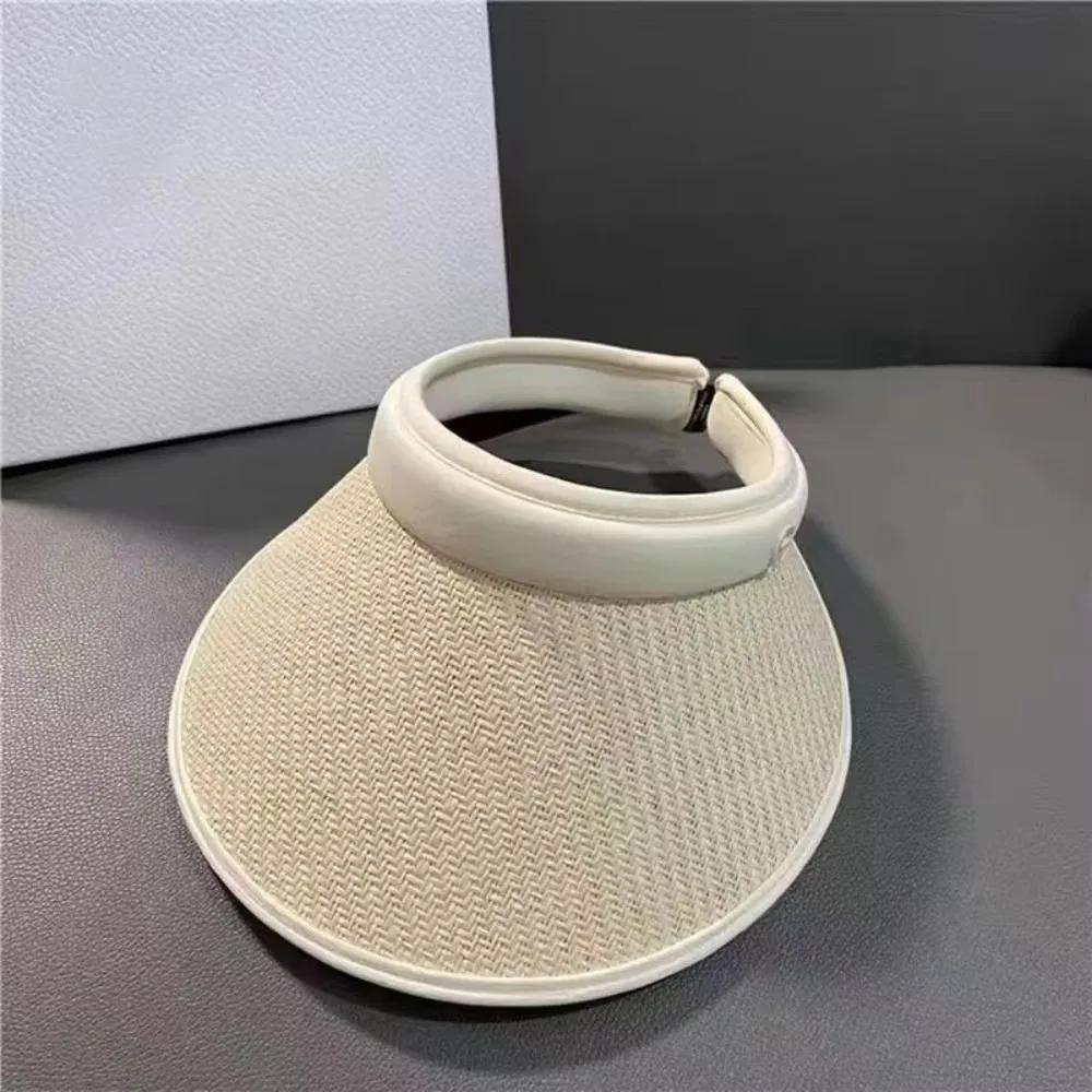 Stylish Large Eaves Straw Sun Hat Sun Protection UV Protection Straw Hat Wide Brim Empty Top Hat Unisex