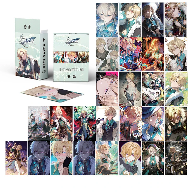 50Pcs/Set Honkai:Star Rail Aventurine Laser Glitter Card Cosplay Anime Game Playing Cards Lomo Photo Card For Fans Collection