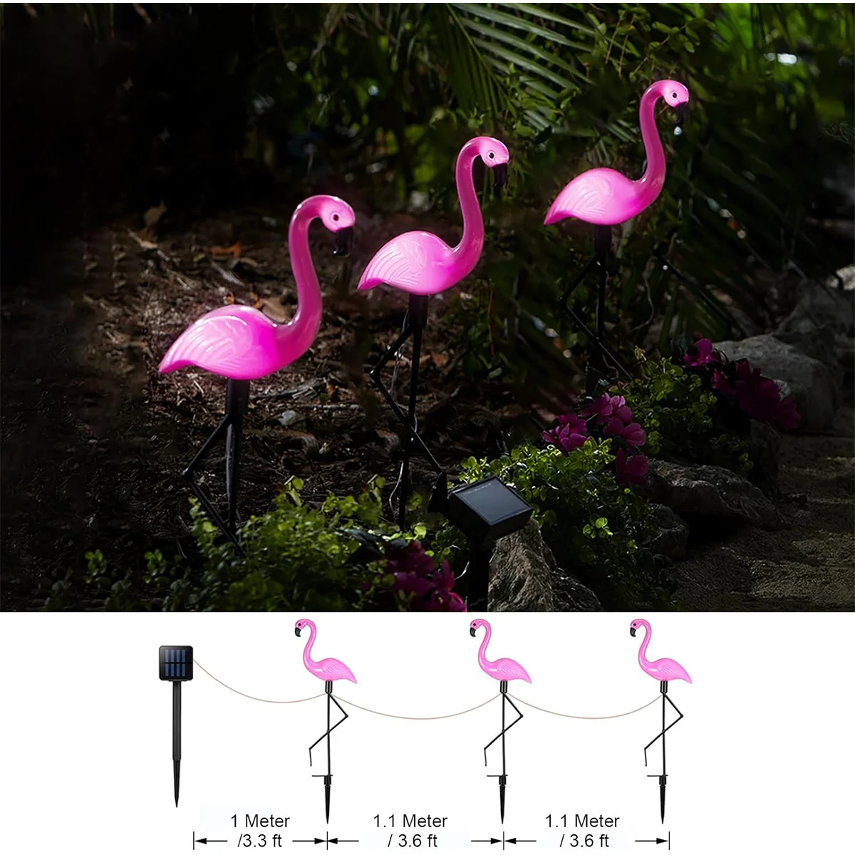 فلامنغو ضوء الشمس الفناء الخلفي الأضواء الكاشفة تعمل بالطاقة الشمسية حديقة التلقائي تشغيل/إيقاف ديكور فناء الممشى مسار الشارع في الهواء الطلق