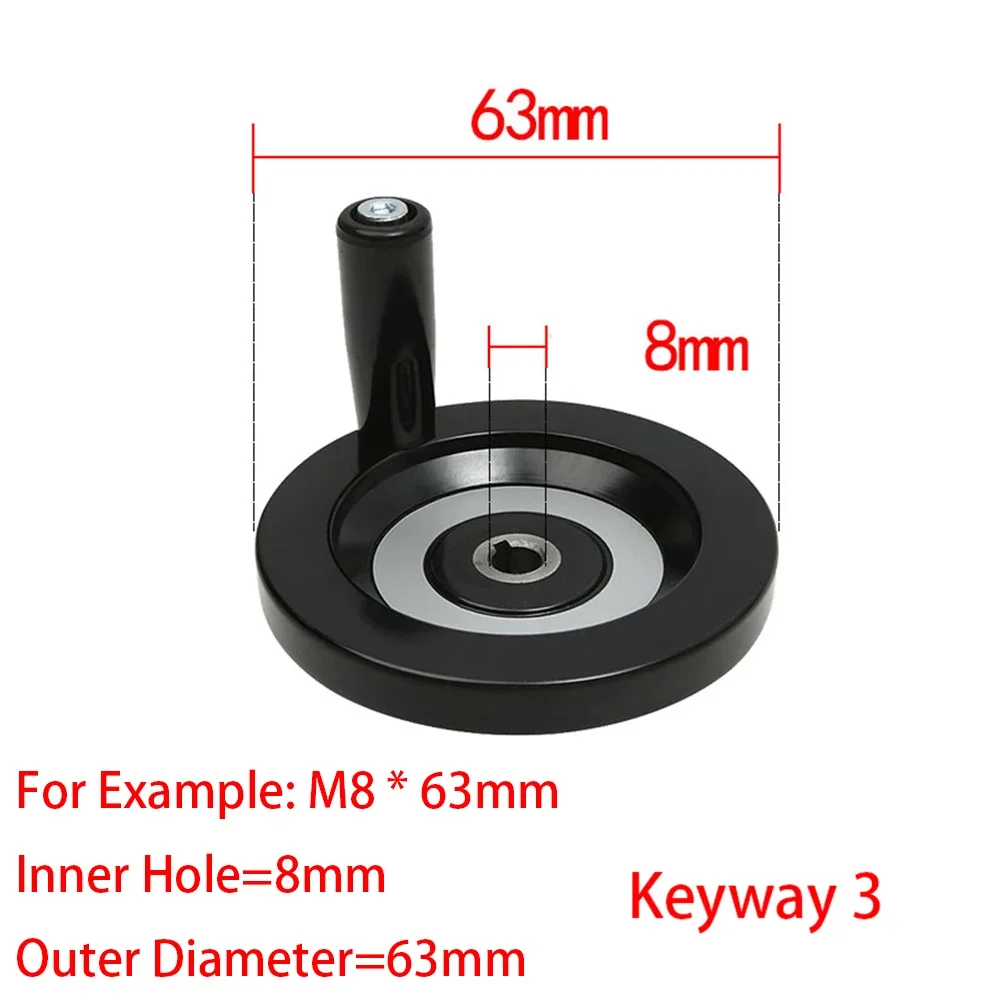 1-2Pc Full Spoke Handwheel Handle M8-M22 Plastic Handwheel with Keyway Lathe Milling Machine Hand Wheel Machine Accessories Tool