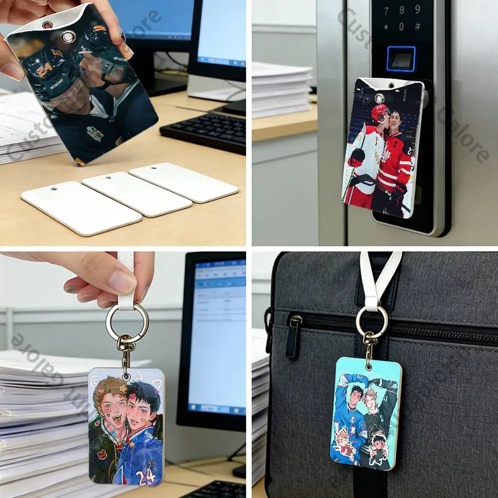 H-Heated R-Rivalry Shane Ilya Printed PU Leather Card Holder with Keychain Card Case Portable ID Badge Holder for Daily Use