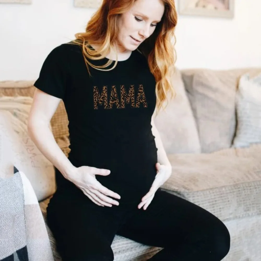 Nordic rainbow mama Printed Pregnant T Shirt Maternity Short Sleeve T-shirt Pregnancy Announcement Shirt New Mom Tshirts Clothes